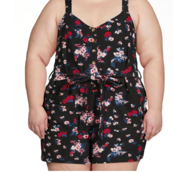 No Boundaries Juniors' Button Front Romper - Picture 1 of 10
